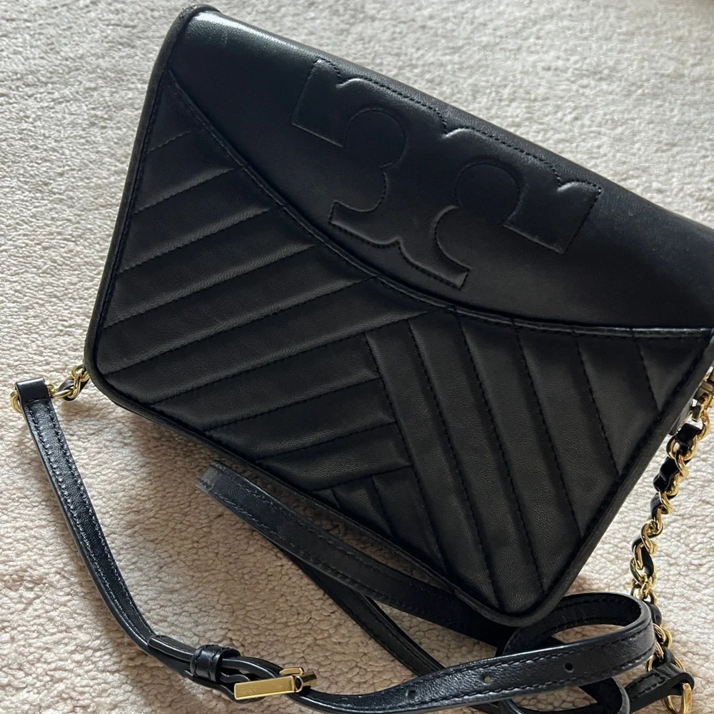 Tory Burch Black Quilted Leather Chain Crossbody